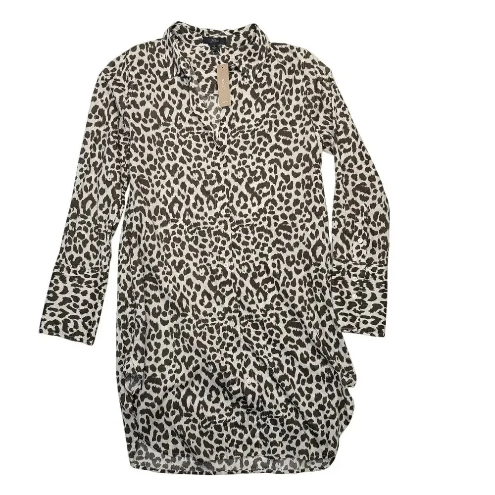 J.Crew Leopard Print Swim Cover-Up Dress Size Small Sheer NWT